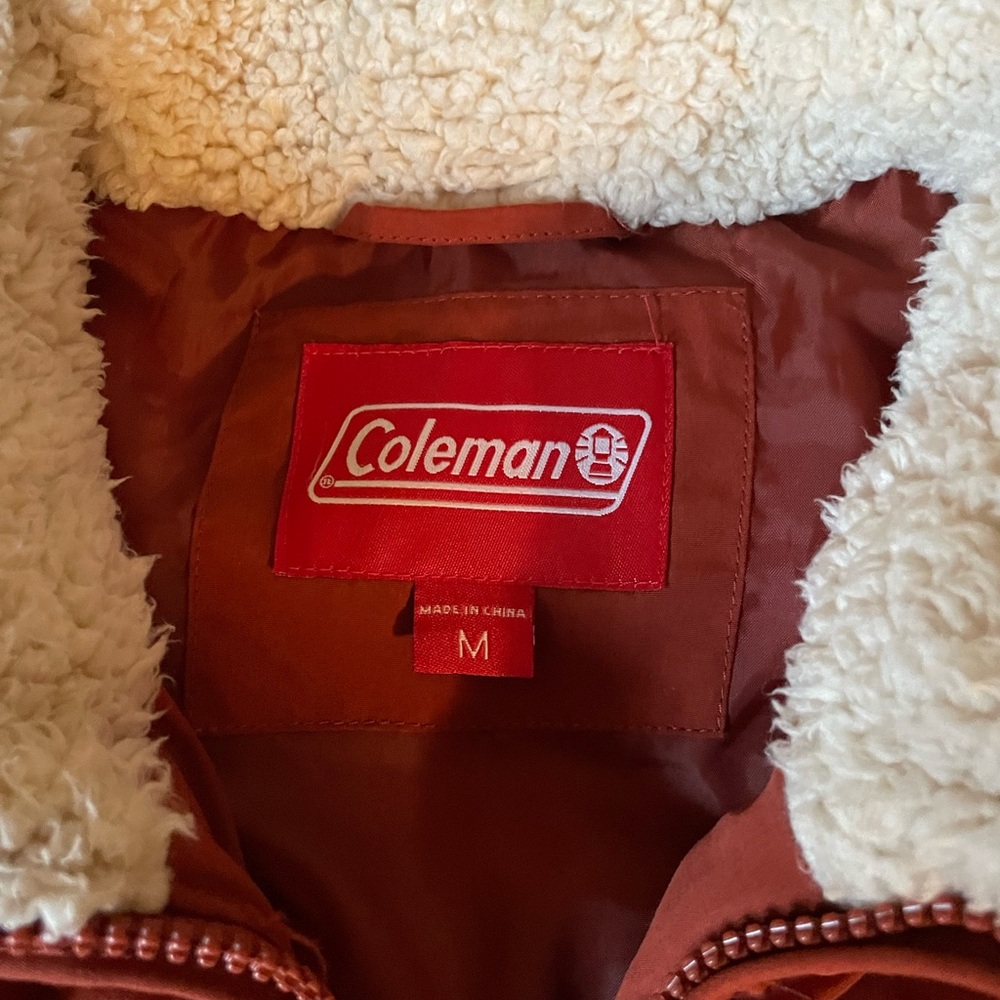Rust Orange Puffer Vest with Sherpa Collar - Picture 3 of 6